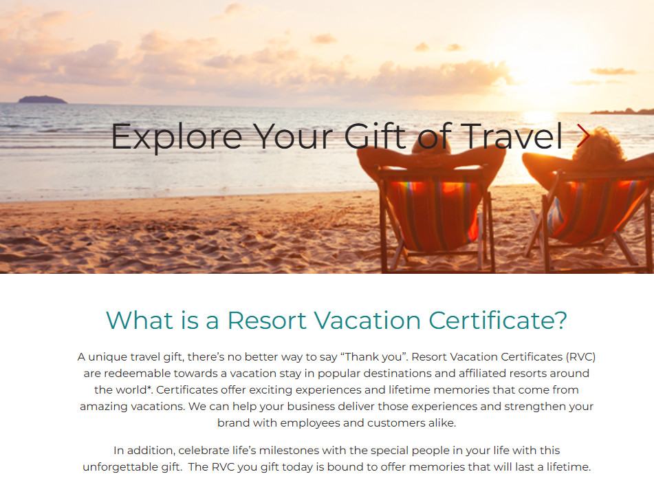 Travel And Leisure Resort Vacation Certificate