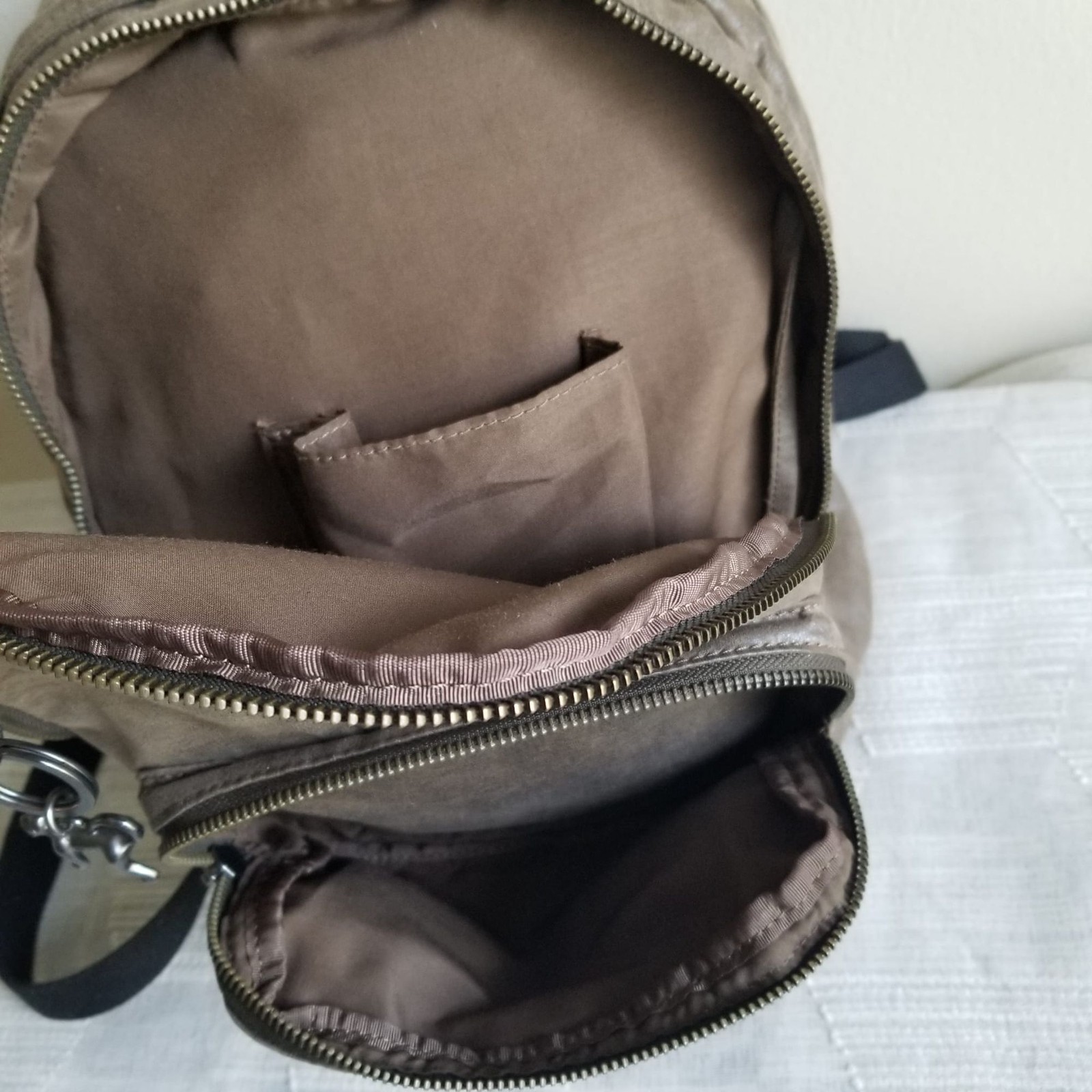 Kipling Tabbie KC Mini Leather Backpack Metal Taupe