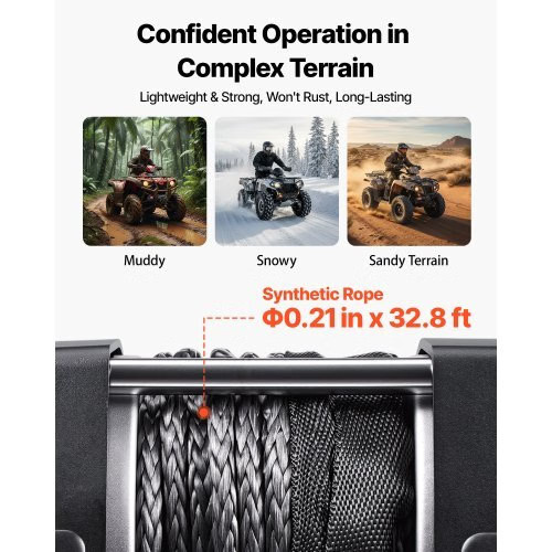 3500 lbs Electric Winch, 12V DC ATV/UTV Winch with ?&brvbar;0.21 in x 32.8 ft Sy