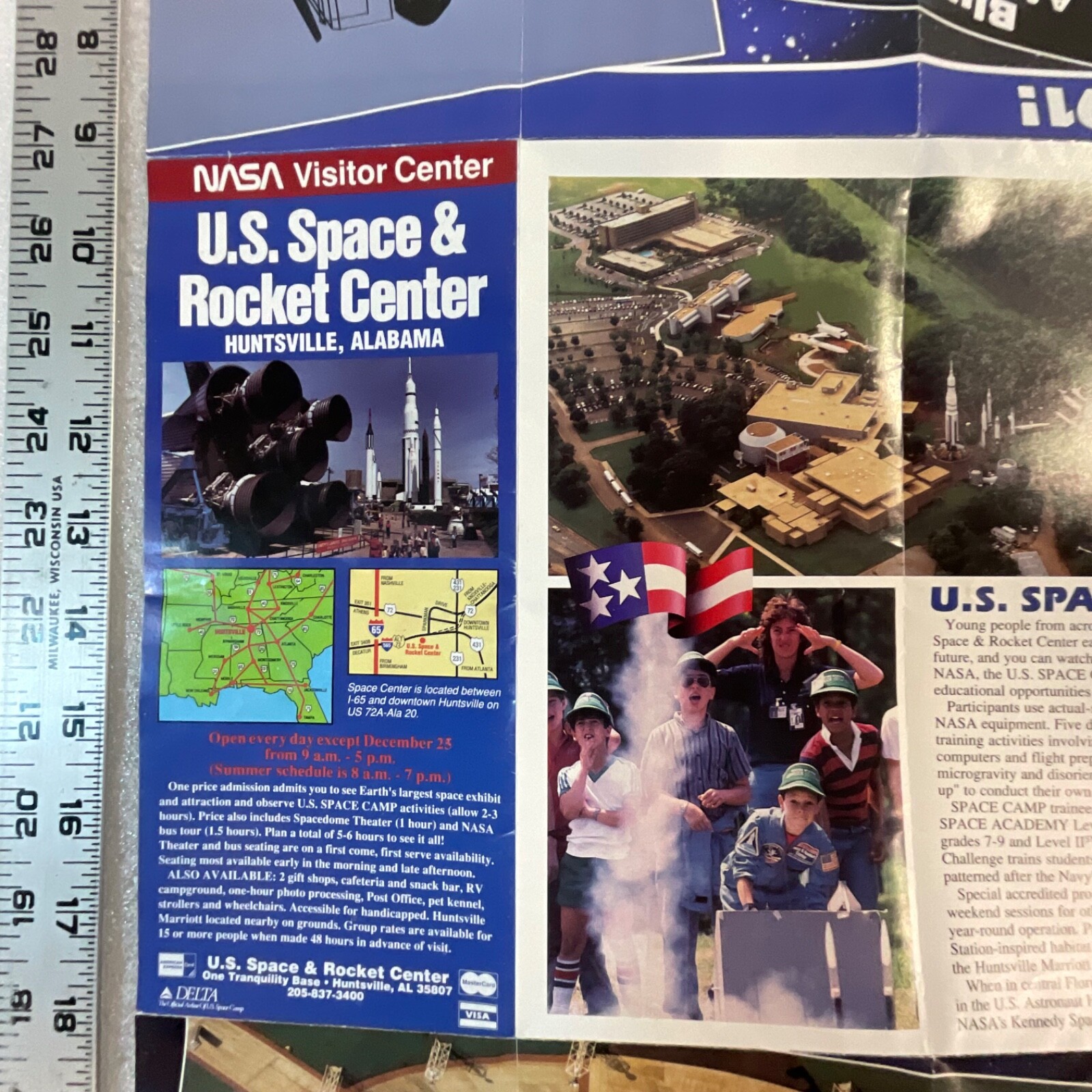 US SPACE & ROCKET CENTER 1991 PAPER INFORMATIONAL PAPER FOLD OUT PAPER EPHEMERA