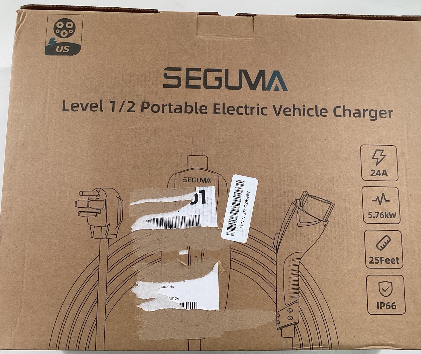 Seguma Level1/2 Portable Electric Vehicle Charger.