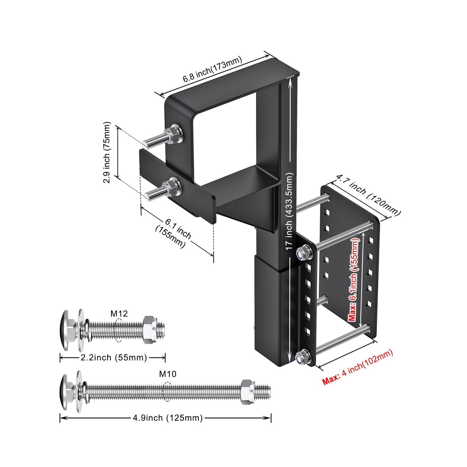 SELEWARE Spare Tire Carrier, 160LBS Heavy Duty Bolt-On Trailer Spare Tire Mou…