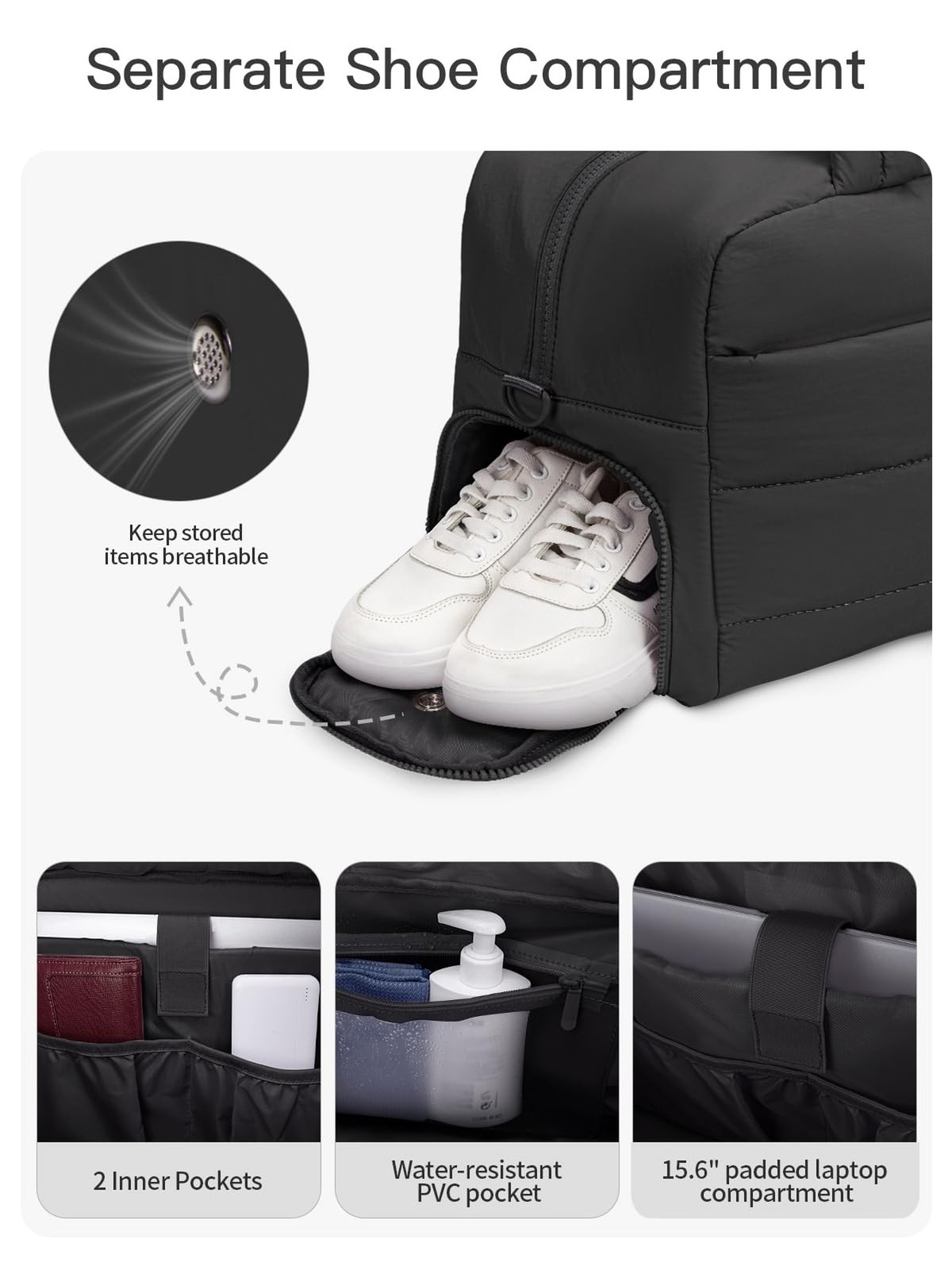 Gitus Carry On Duffle Gym Bag for Women Puffer Weekender Overnight Duffel Bag…
