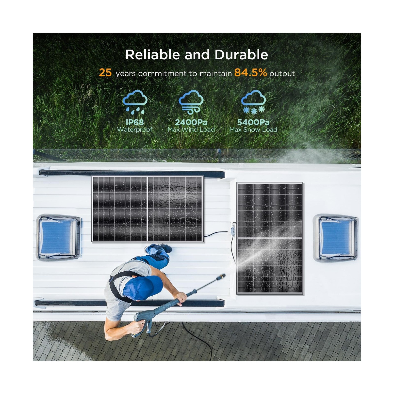 N-Type 16BB 400W Bifacial Solar Panel, 2Pcs 200 Watt Solar Panel 12V, 25% Hig…