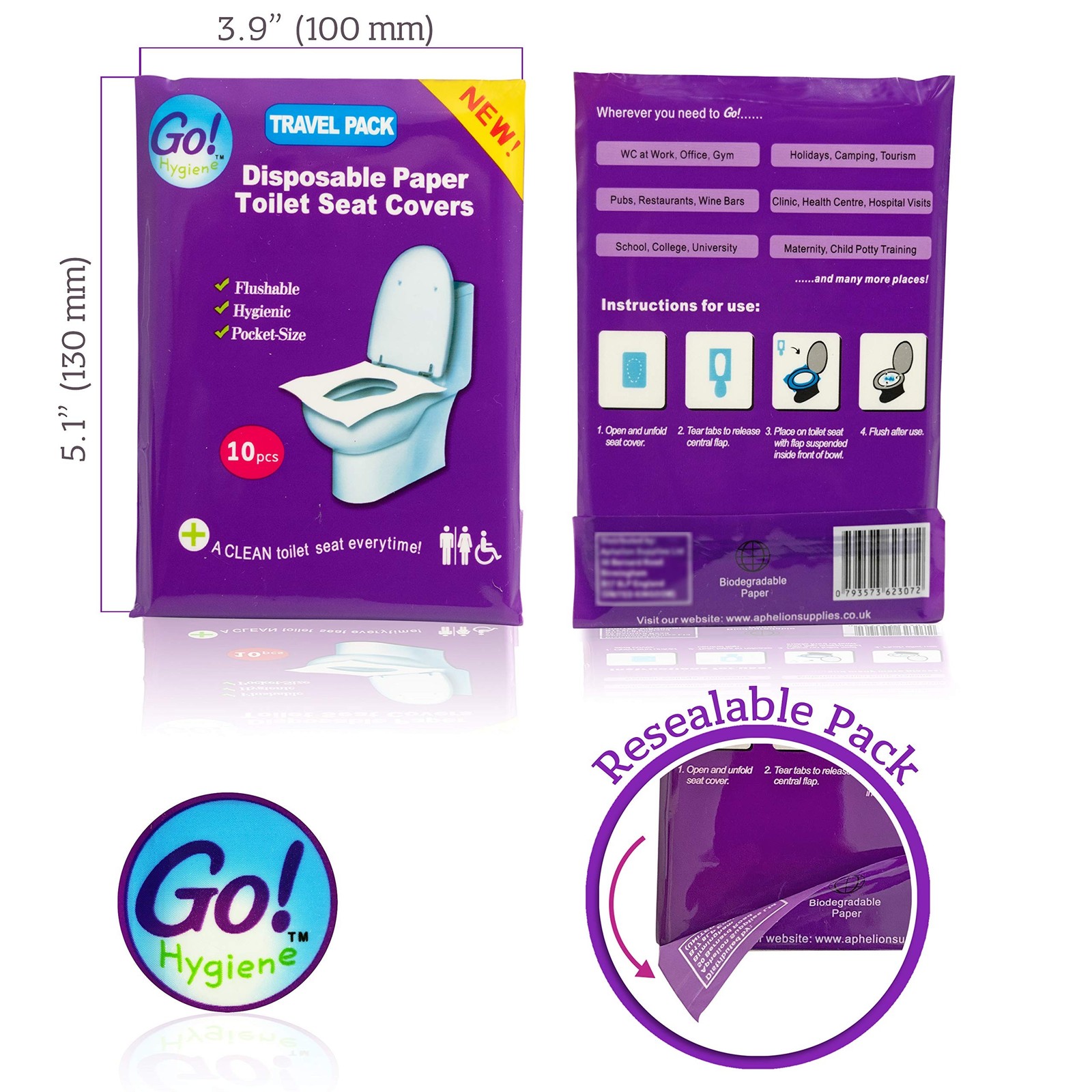Disposable Paper Toilet Seat Covers 8 Packs (80-Count) + 2 Free Packs (20-Cou…