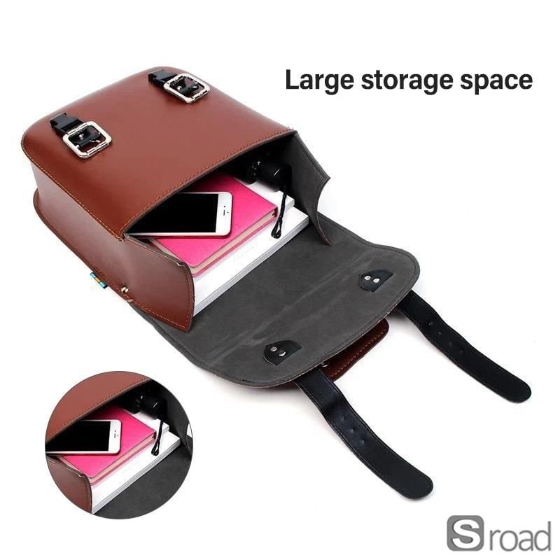 Universal Waterproof Motorcycle Saddlebags, PU Leather With Metal Buckles