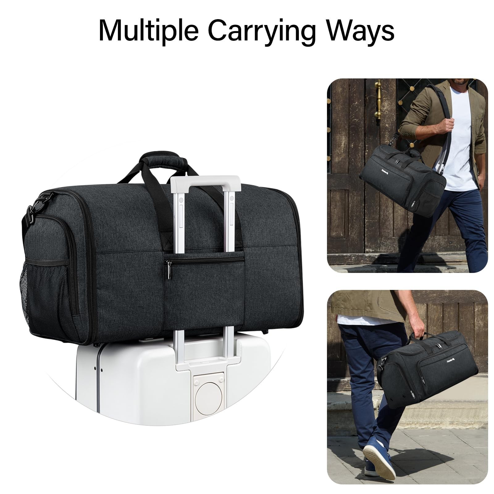 Hanke Carry on Garment Bags for Travel,Convertible Duffle Bag Luggage Bag Wee…
