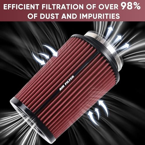 3 3.5 4 Inch Cold Air Intake Filter 76mm 89mm 101mm High Performance Red