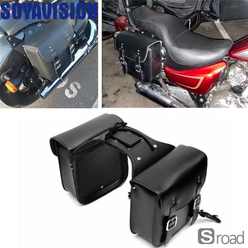 Universal Waterproof Motorcycle Saddlebags PU Leather With Metal Buckles