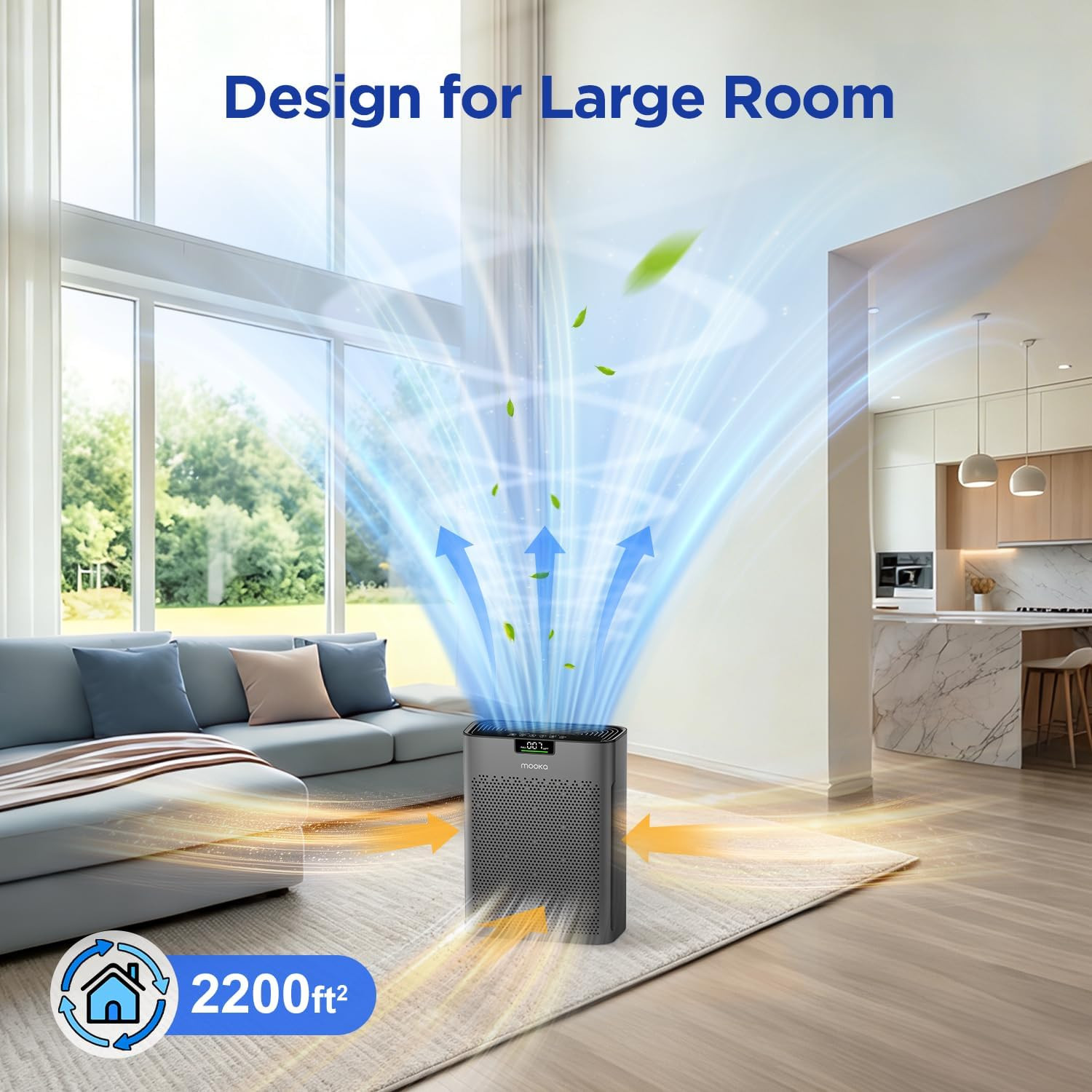 2 Grey Air Purifiers M01 & KJ190H for Large Rooms up to 2200Ft²