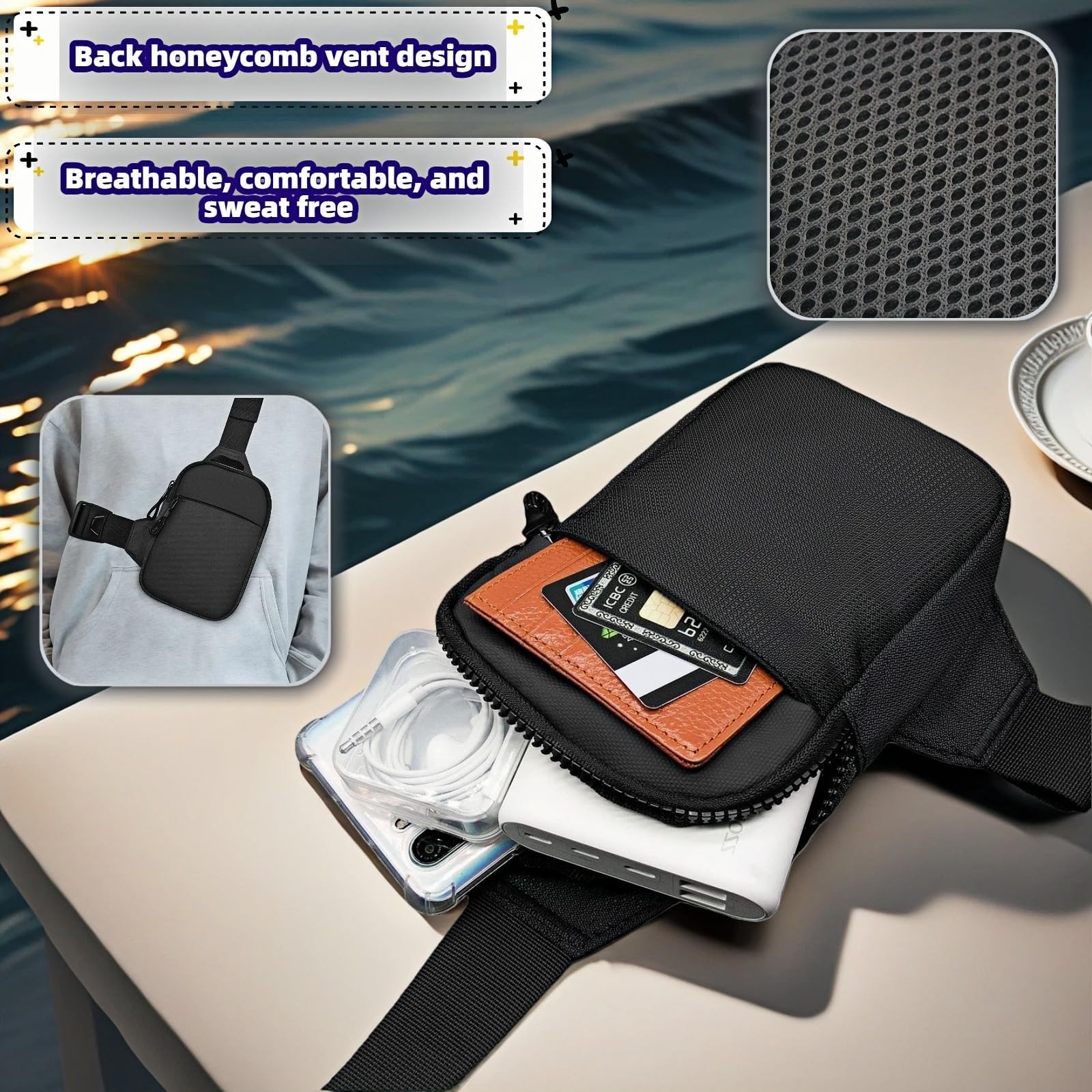 Lightweight Water-Resistant Crossbody Bag, Multi-Pocket Organizer for Phone, …