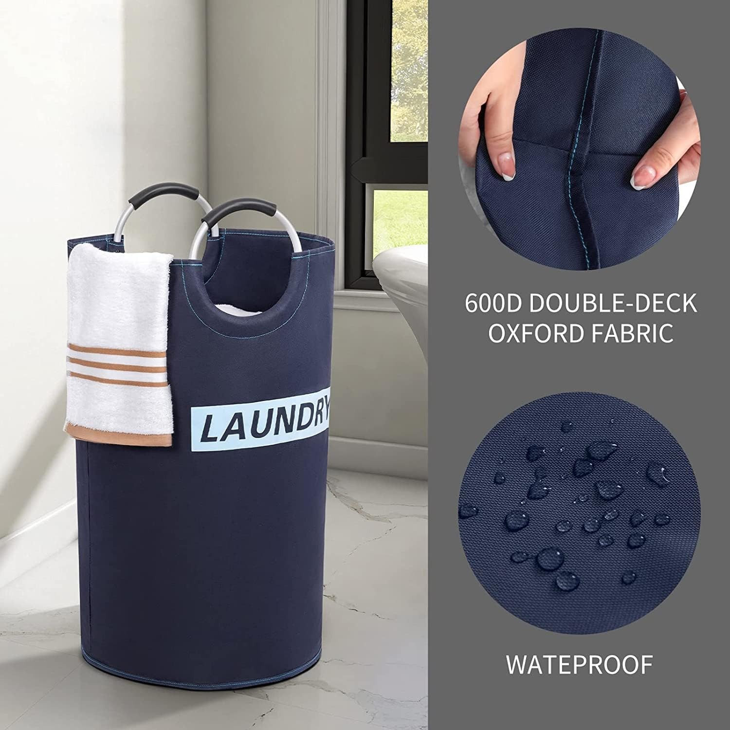82L Large Laundry Basket Collapsible Fabric Hamper Tall Foldable Laundry Bag …