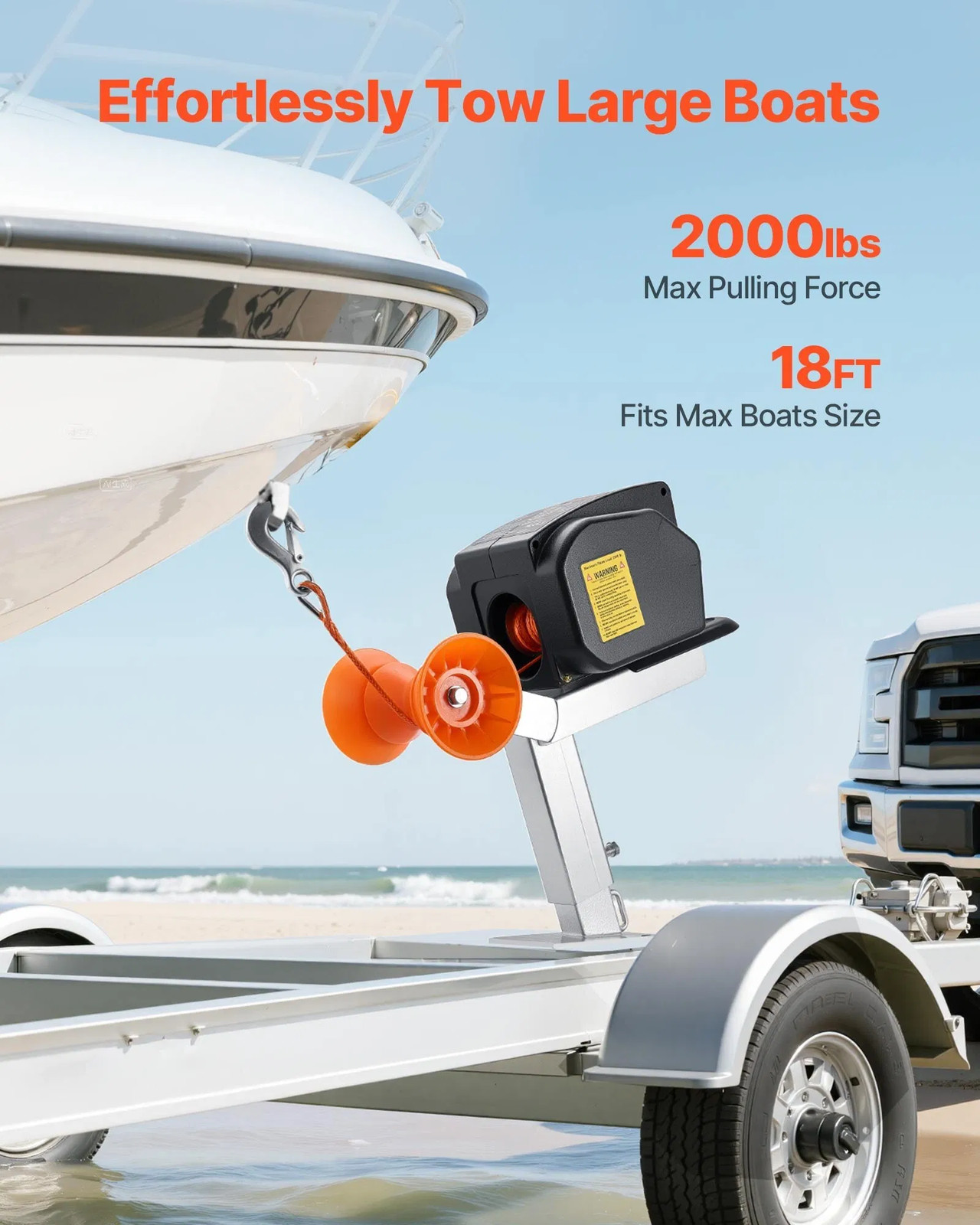 Electric Boat Winch, 12V DC 300W, Reversible Electric Trailer Winch for Boats U