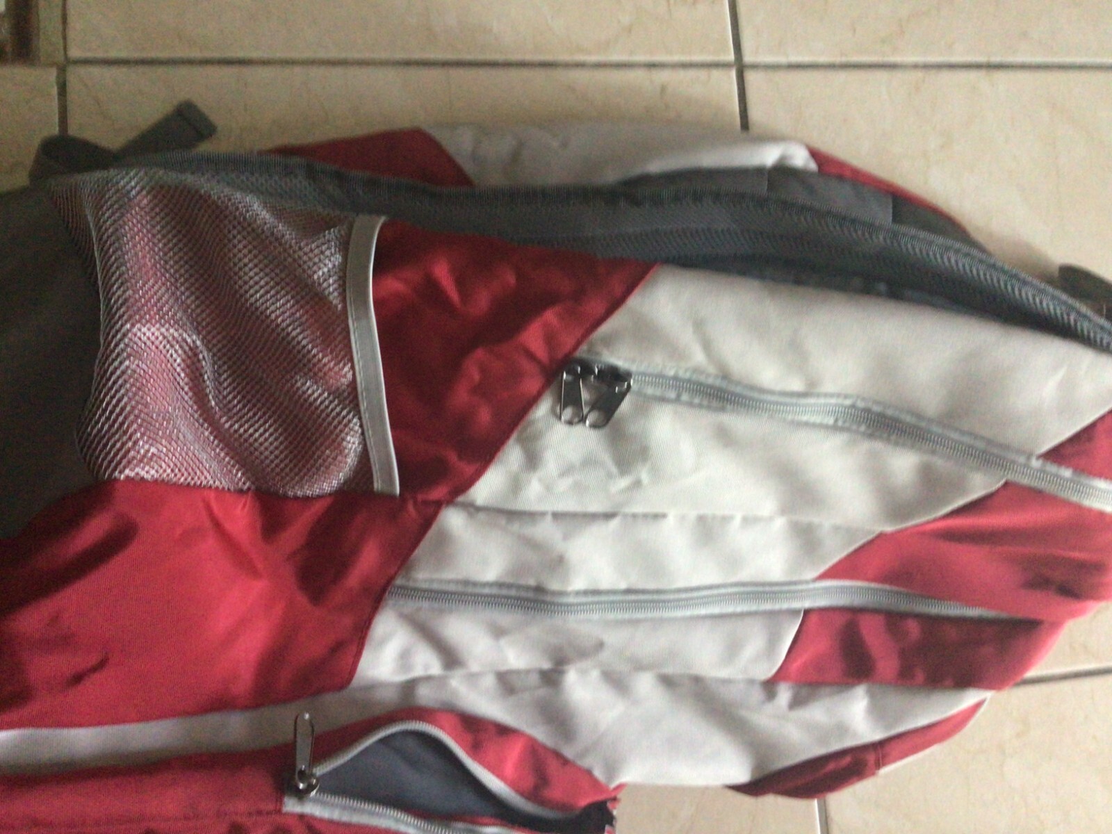 Jansport Bag Lightweight Oversized Backpack Travel Hiking Unisex Red & Gray