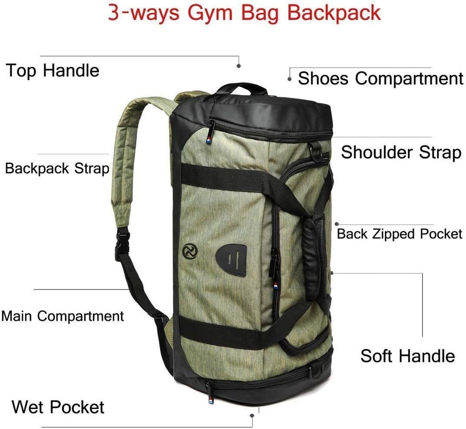 Gym Bag Backpack Waterproof Duffle Bags Travel Weekender Duffel Bag for Men W…