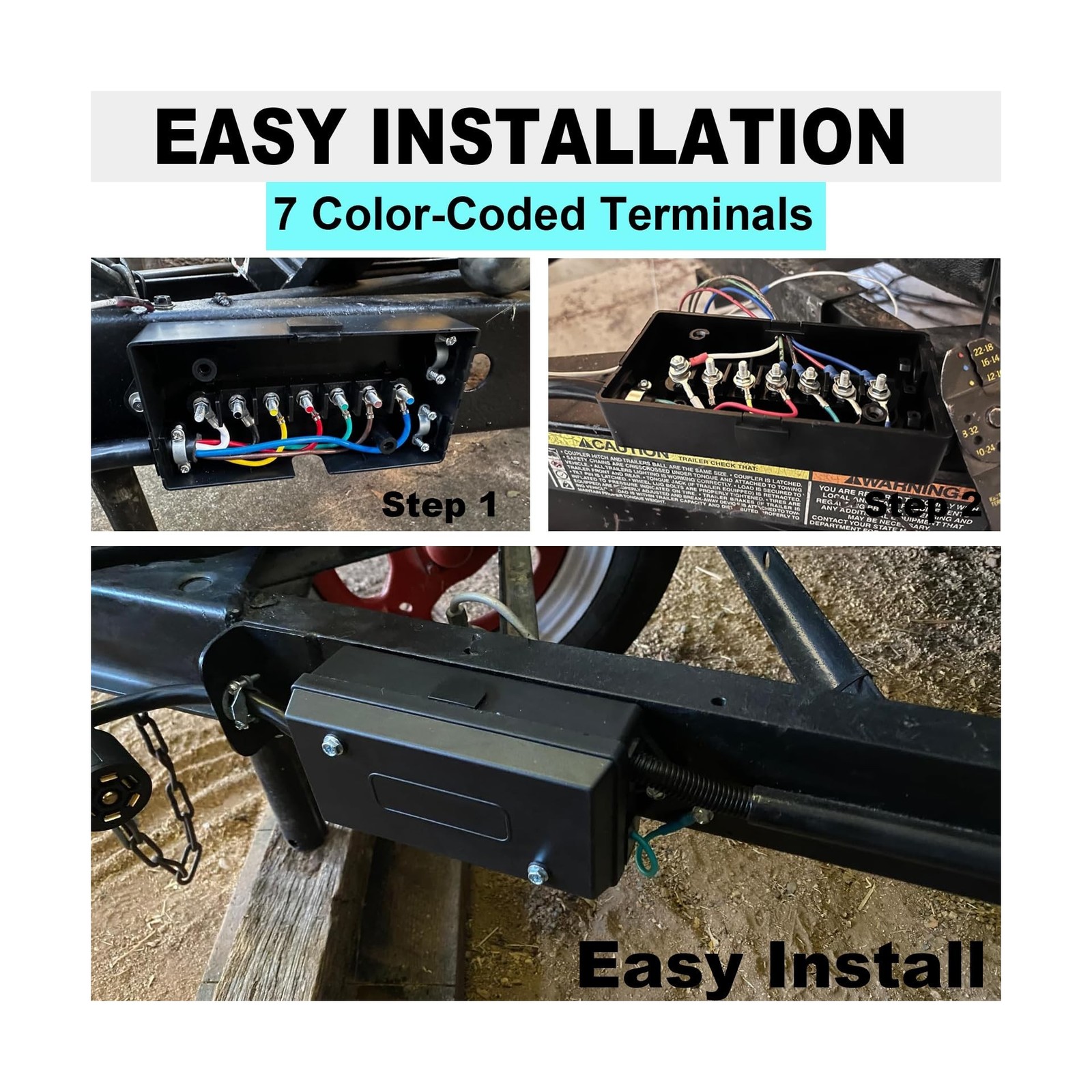 7 Pin Trailer Wiring Harness with 7 Gang Junction Box – 4 Feet, Heavy Duty 7-…
