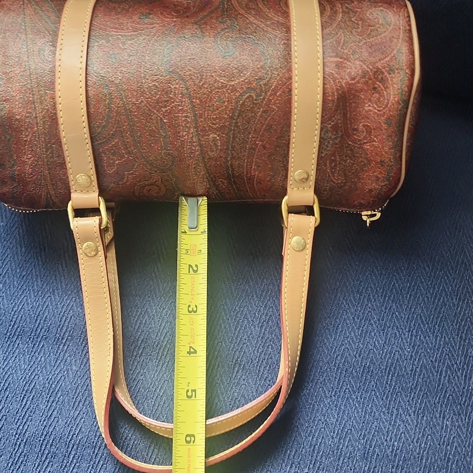 ETRO Brown Paisley Women’s Cylinder Satchel Top Handle Bag with 2 Wallet