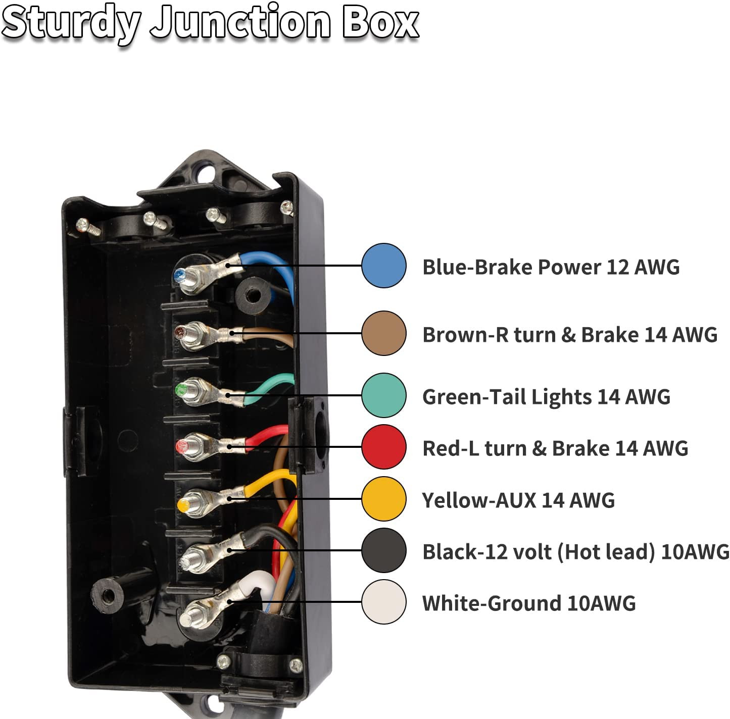 7 Way 8 Feet Trailer Cord Kit Include Plug Holder With Waterproof Junction Box