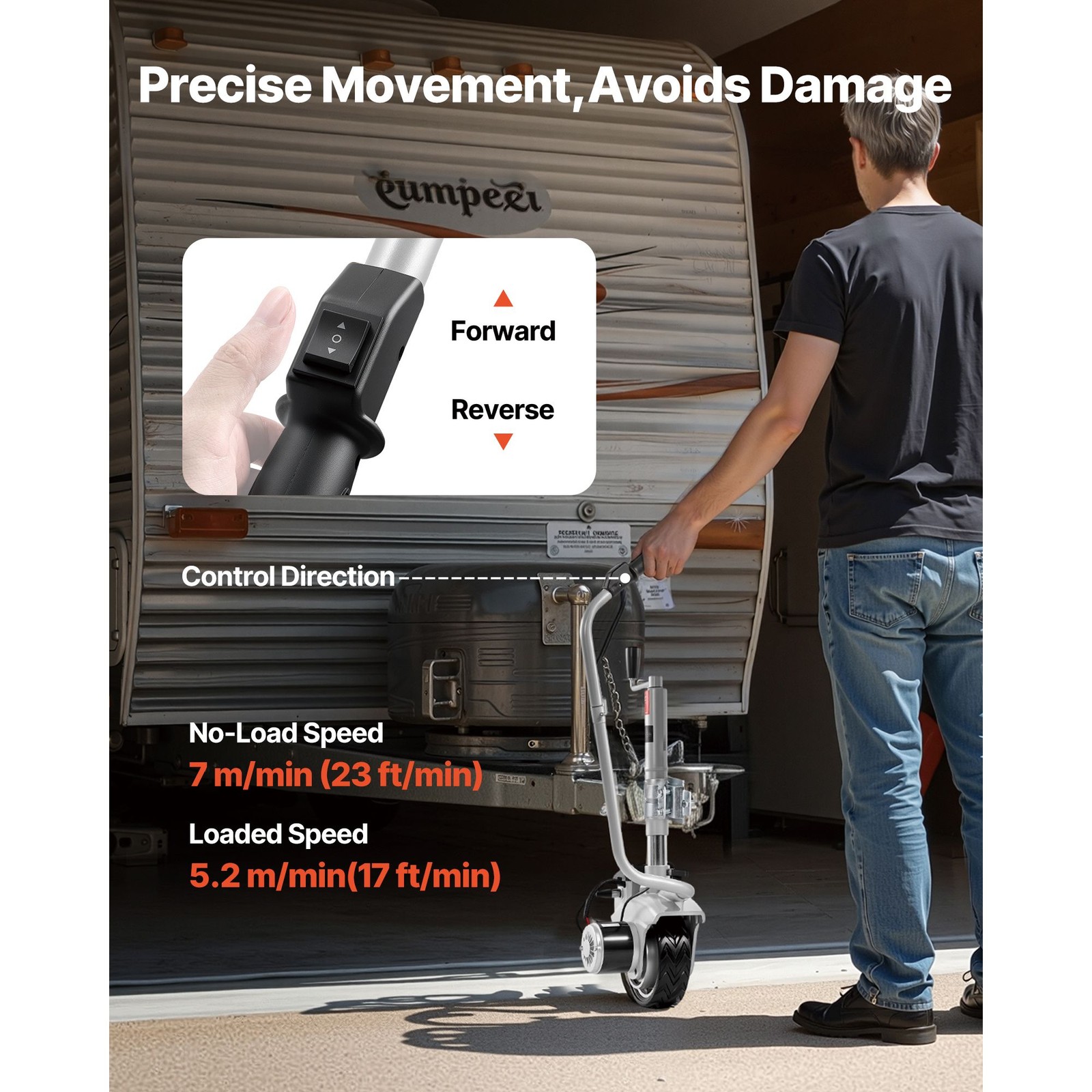 Electric Trailer Dolly,5500lbs Towing Capacity,380W 12V Motorized Jockey Wheel