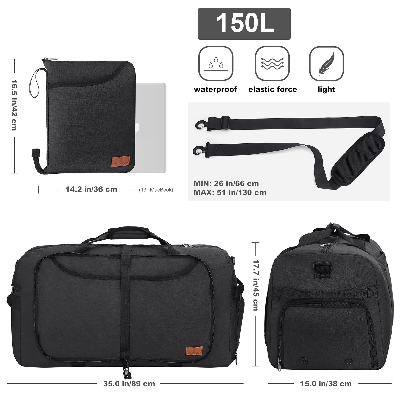 150L Large Waterproof Bag for Men Travel, Extra Large Trave Duffle Bag with S…