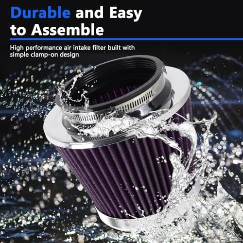 4-Inch Cold Air Intake Filter – Washable, High Performance, 3″ or Short Purple