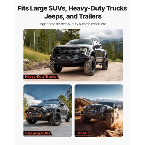 Electric Winch, 13500 lbs Load Capacity, 12V DC Truck Winch with ?&brvbar;3/8 in