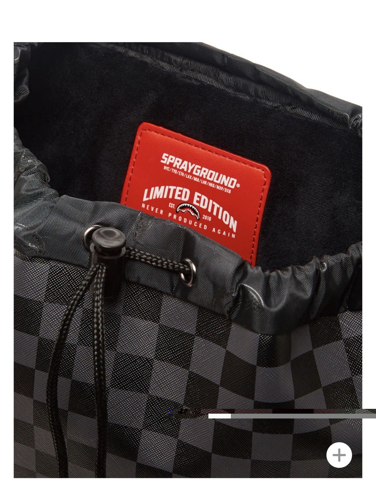 Sprayground Limited Edition Checkered Shark Unisex Kids Med Backpack Black/Gray