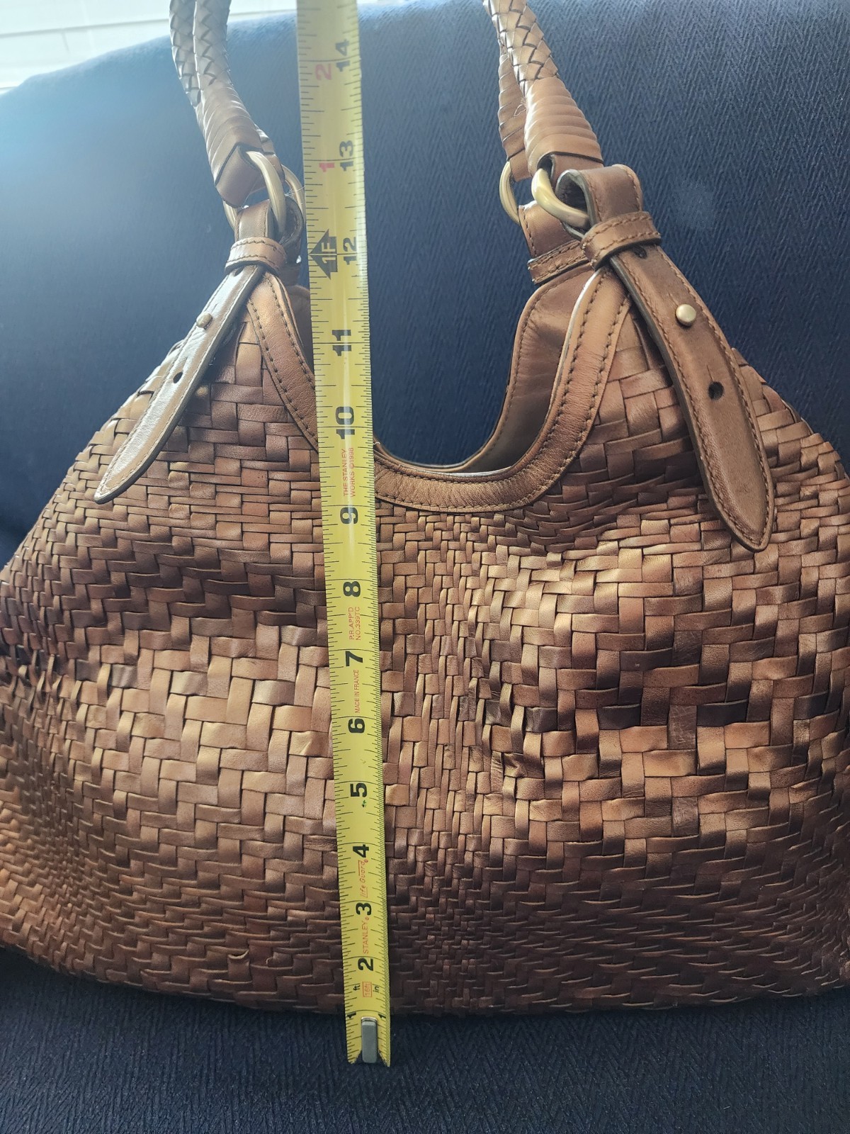 Cole Haan Bronze Woven Shoulder Bag with Braided Accents & Coin Purse