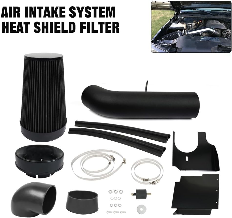 4 Inch Cold Air Intake Filter System Kit with Heat Shield Fits1999-2006 GMC & Ch
