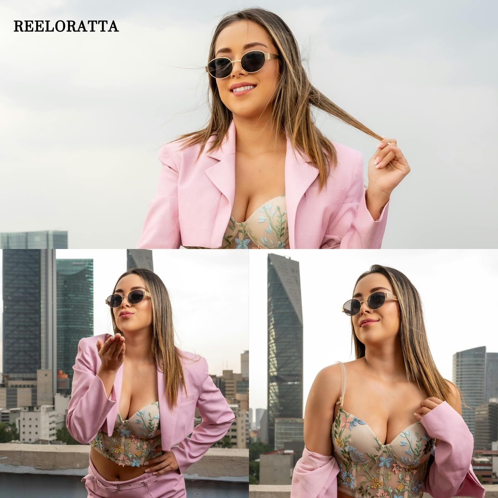 Retro Gold Oval Sunglasses for Women Men Trendy Metal Frame Sun Glasses Class…