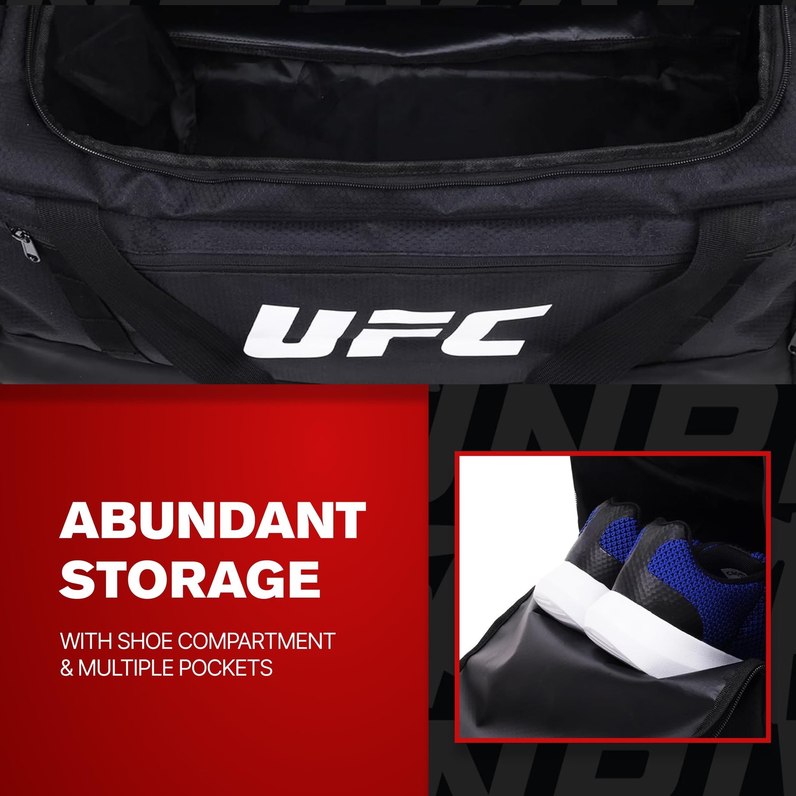 UFC Gym Bag, 22 Inch Carry On Large Travel Duffel Bag for Men and Women, Shoe…