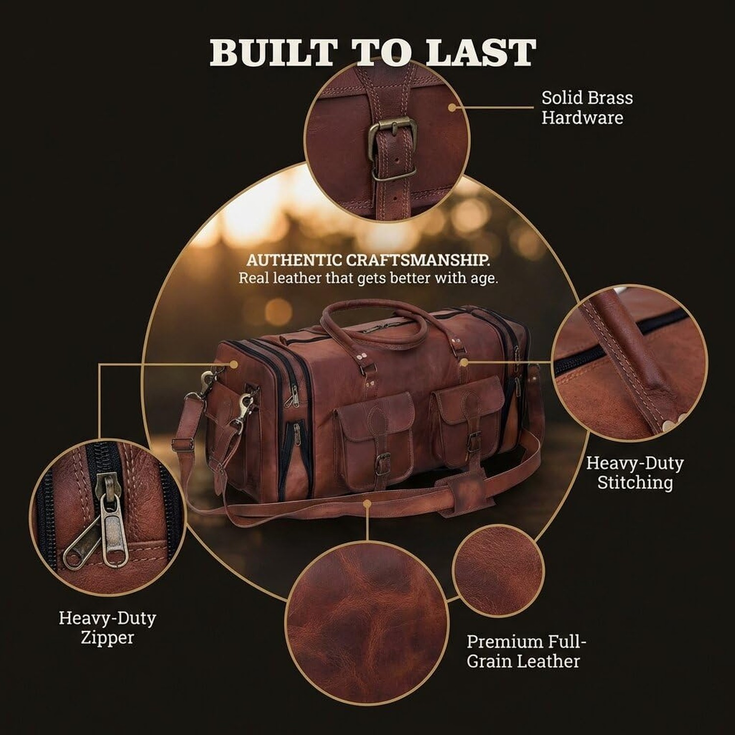 Weekender Leather Duffel Bag Overnight Women Men Girls Boys Vintage Travel Du…