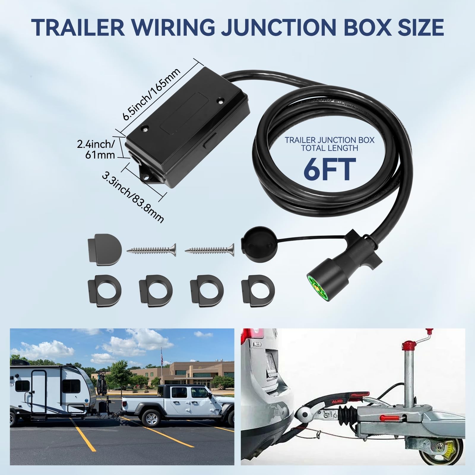 Gubrdfrsod 6 Ft 7 Pin Trailer Wiring Harness With 7 Gang Junction Box Heavy Duty