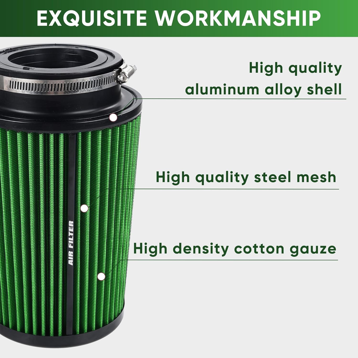 3 3.5 4 Inch Cold Air Intake Filter 76Mm 89Mm 101Mm High Performance Washable 3