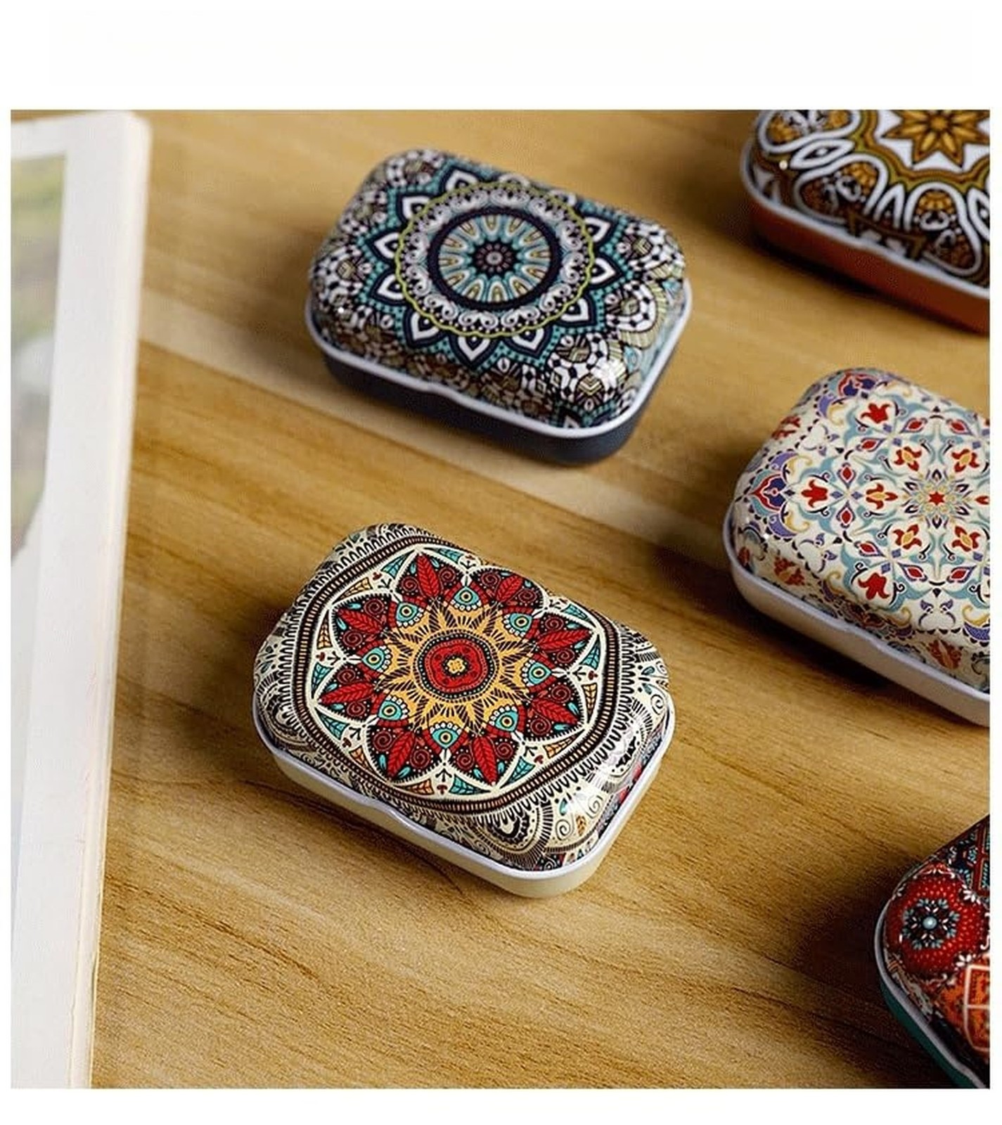 8Pcs Metal Hinged Tin Box Container Floral Farmhouse Rustic Mini Portable Sma…