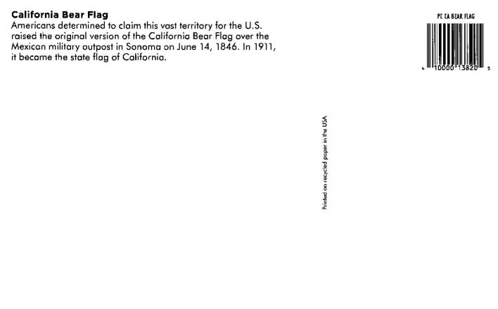 Genuine, California Flag, post card, Authentic, Purchased In San Francisco