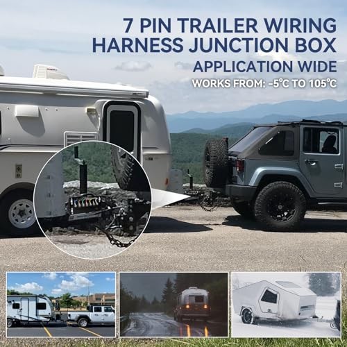 6 Ft 7 Pin Trailer Wiring Harness With 7 Gang Junction Box, Heavy Duty 7 Way