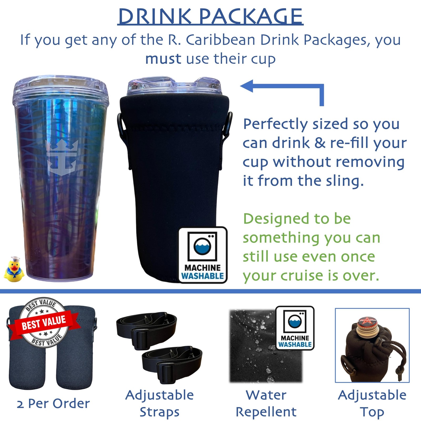 Cruise Ship Essentials Cup Sling Cruise Essentials 2026. Caribbean Cruise Mus…