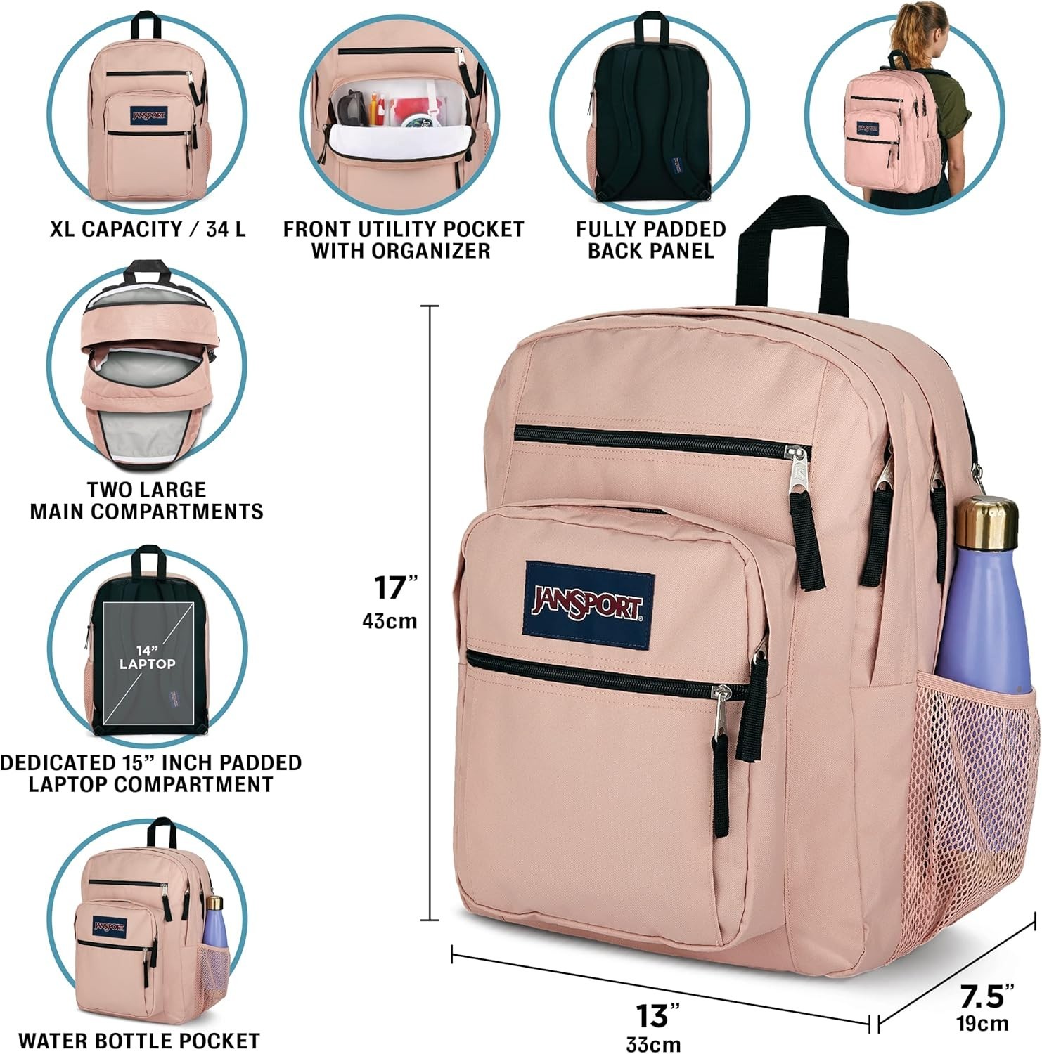 JanSport Laptop Backpack – Computer Bag with 2 Compartments, Ergonomic Shoulder