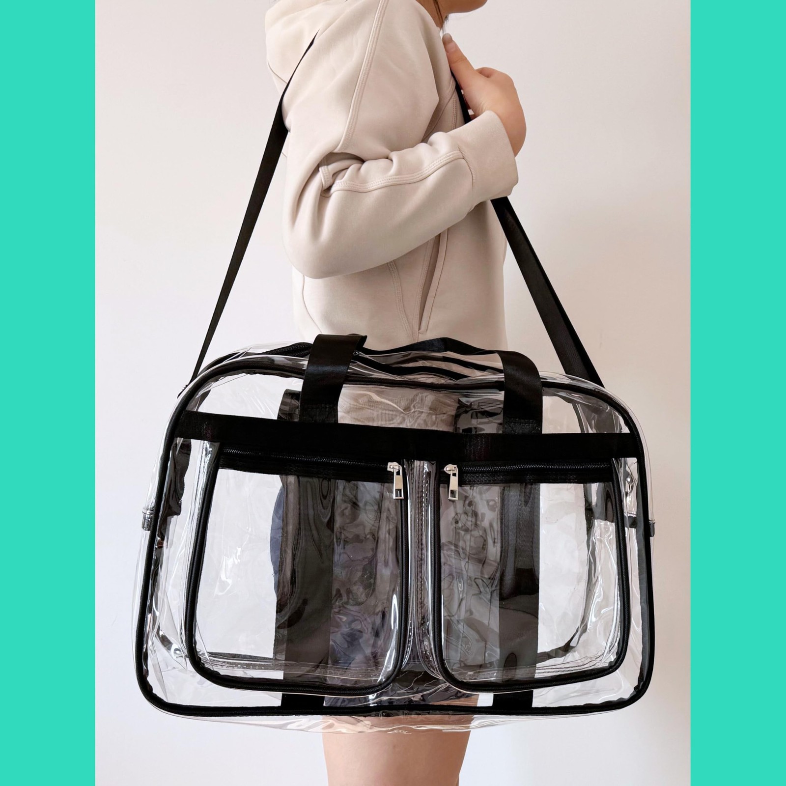 Large Clear Tote Bag 20” for Duffle, Clear Carry On Beach Bag for Travel W