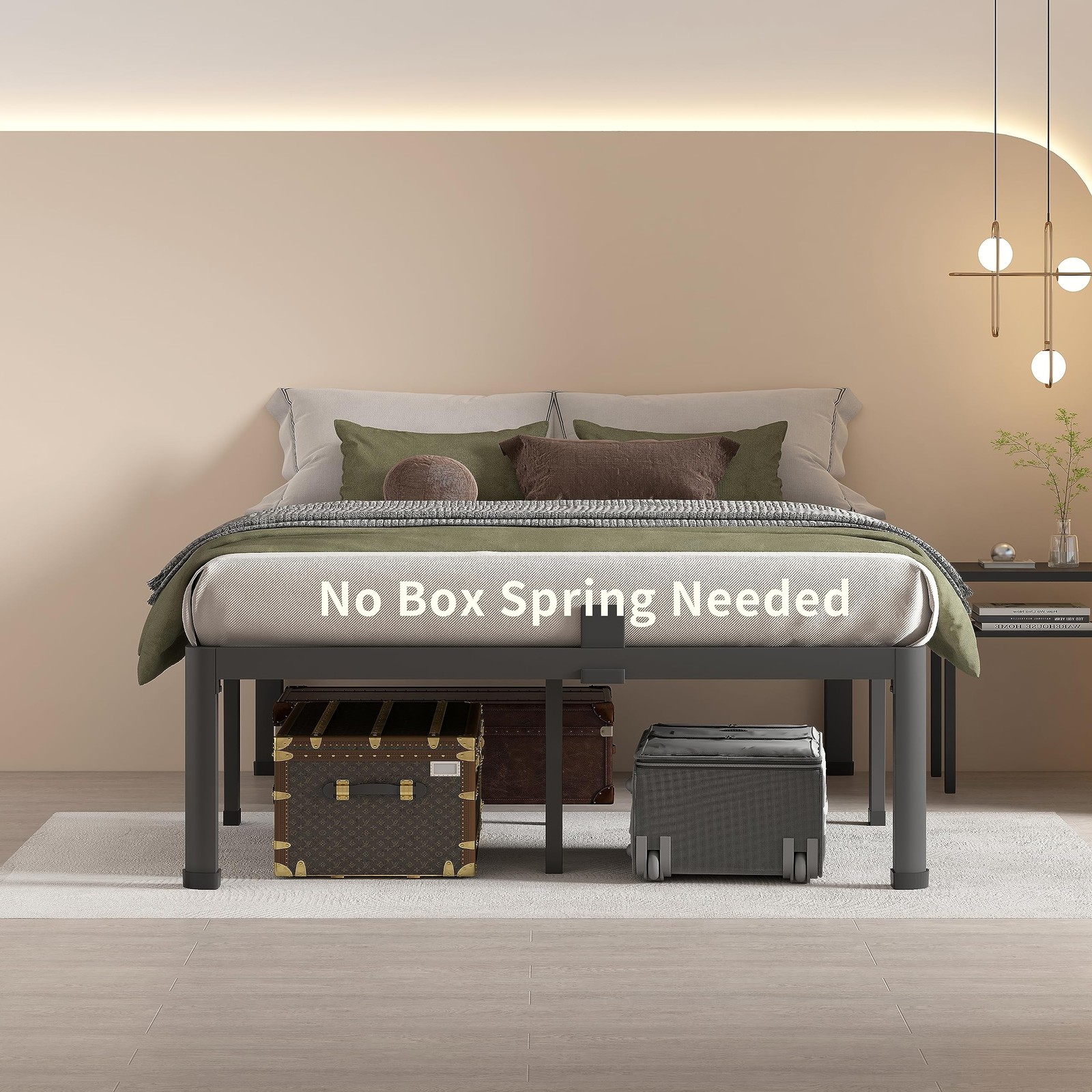 MAF 14 Inch Full Size Metal Platform Bed Frame with Round Corner Legs, 3000 L…