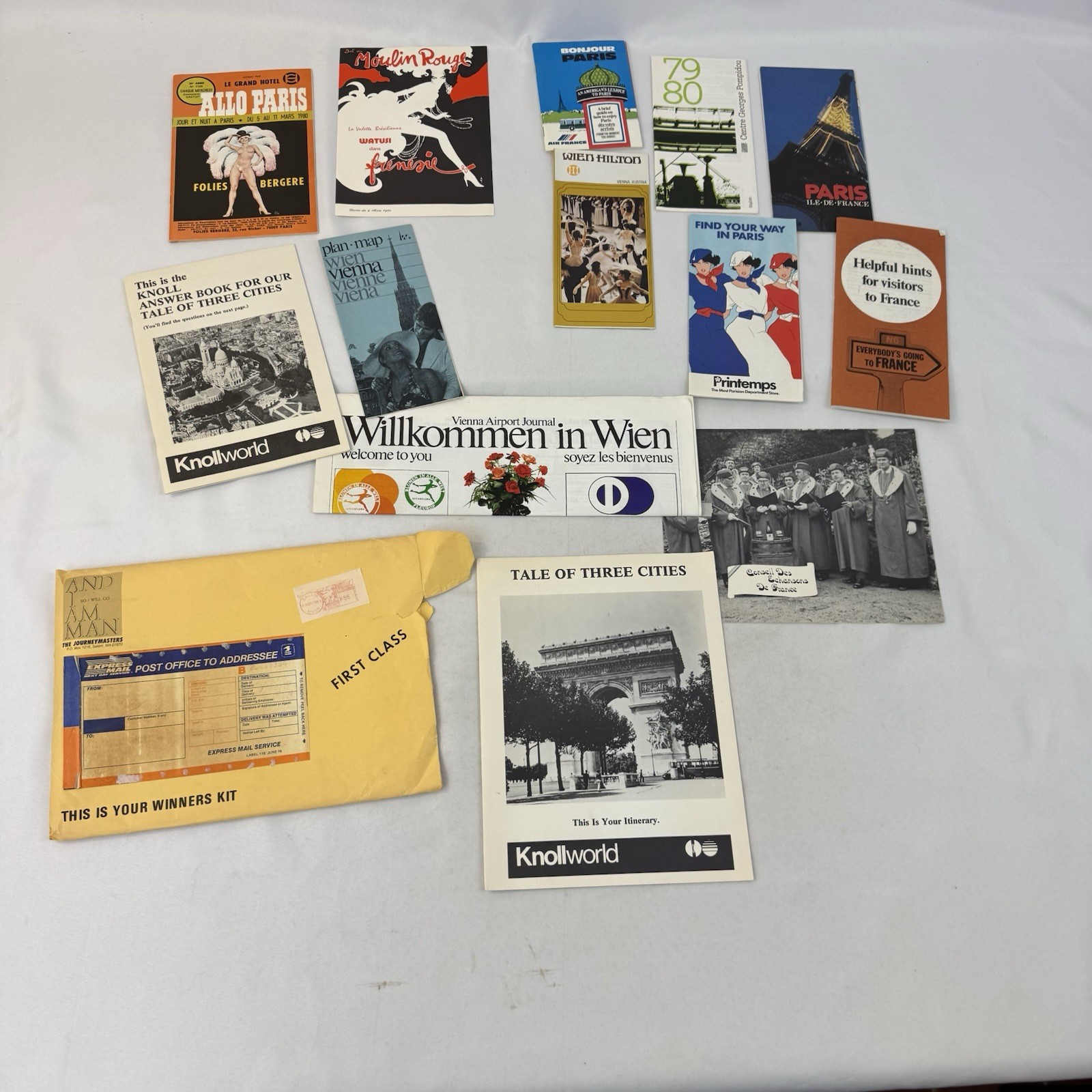 1979 Knollworld “Tale of Three Cities” Winners Travel Kit Paris Vienna Brochures