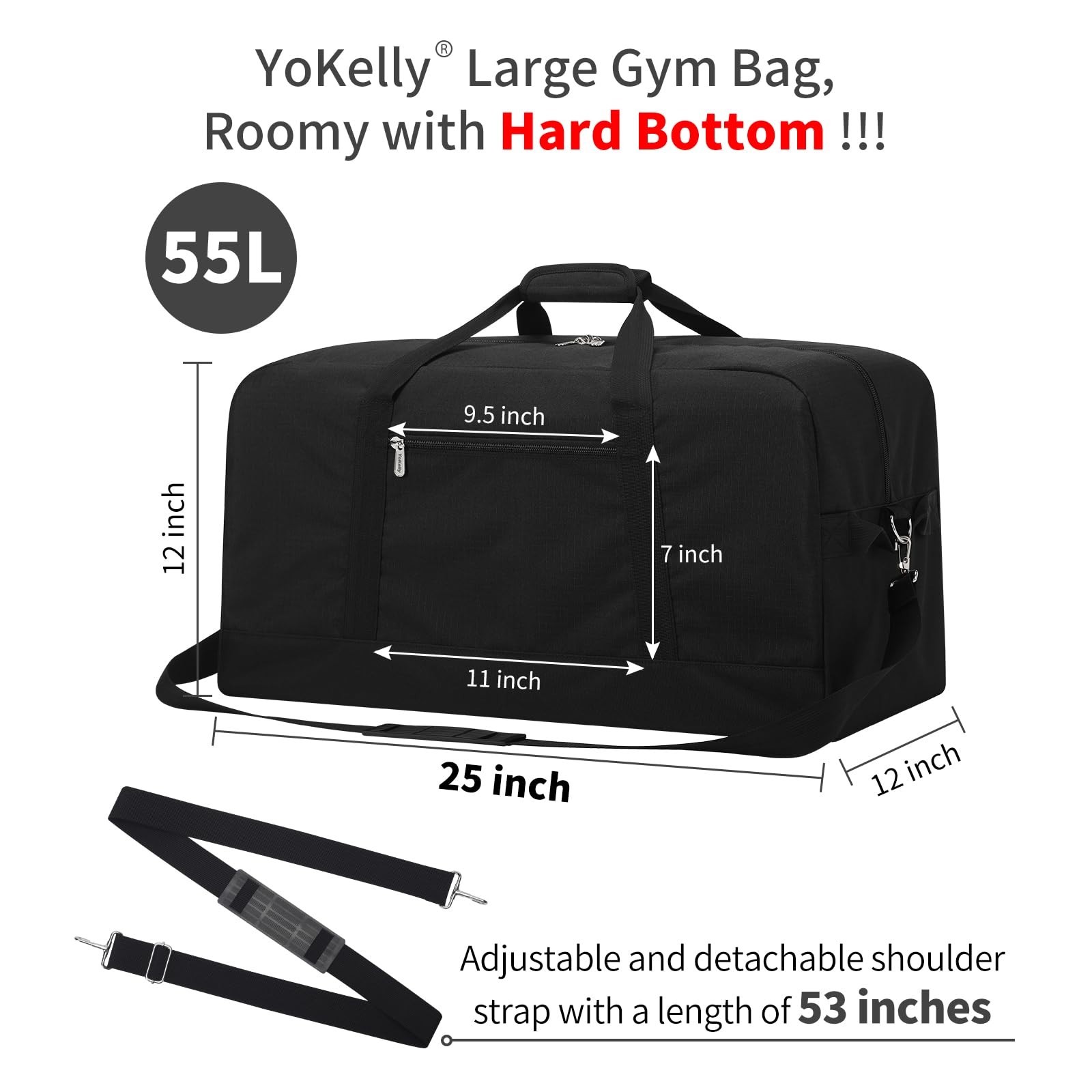55L Large Duffle Bag for Men Travel – 25 inch Weekender Duffel Bag with Hard …