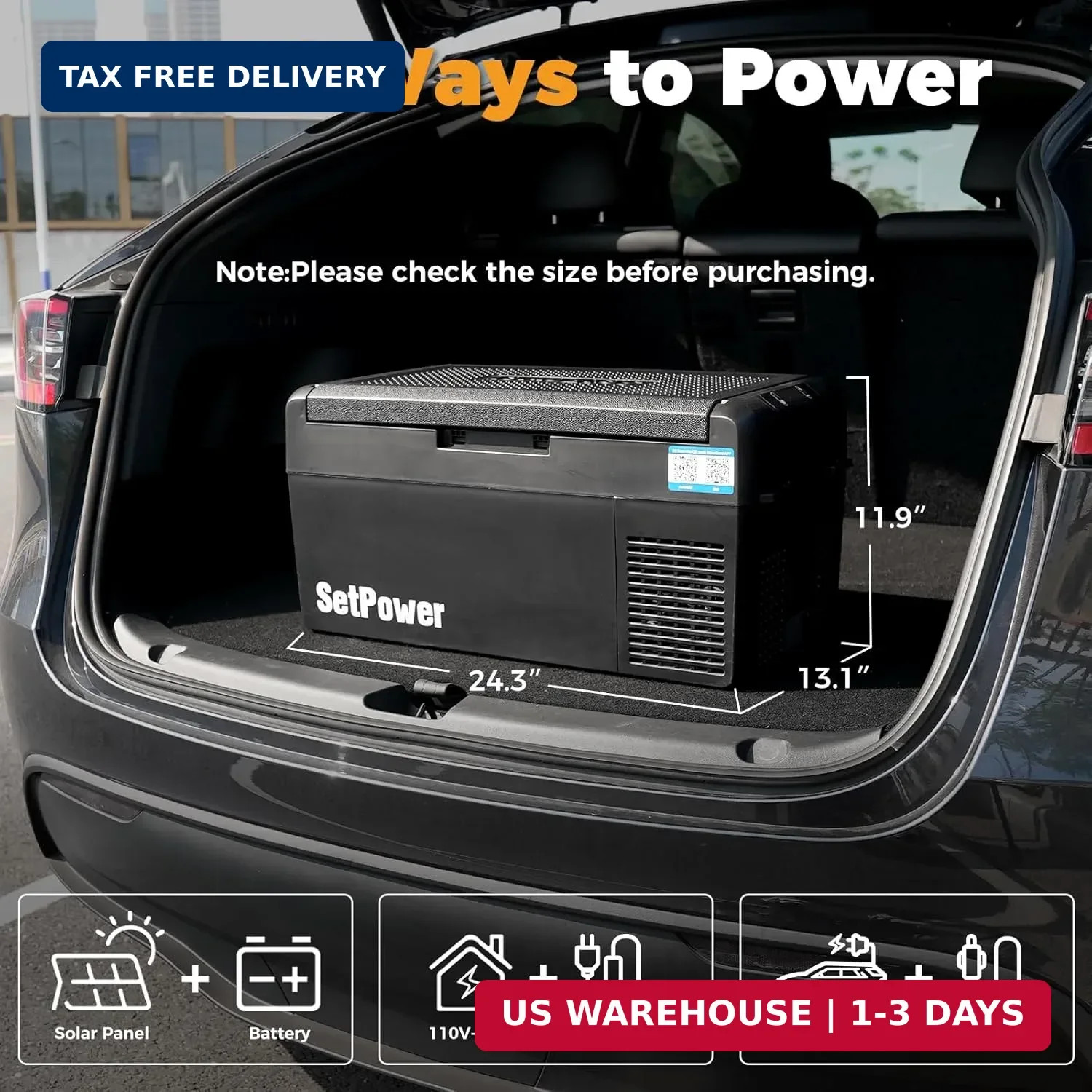 Setpower 12V Refrigerator 21 Quart Portable Freezer 50 Hours Keep Cool,Electric