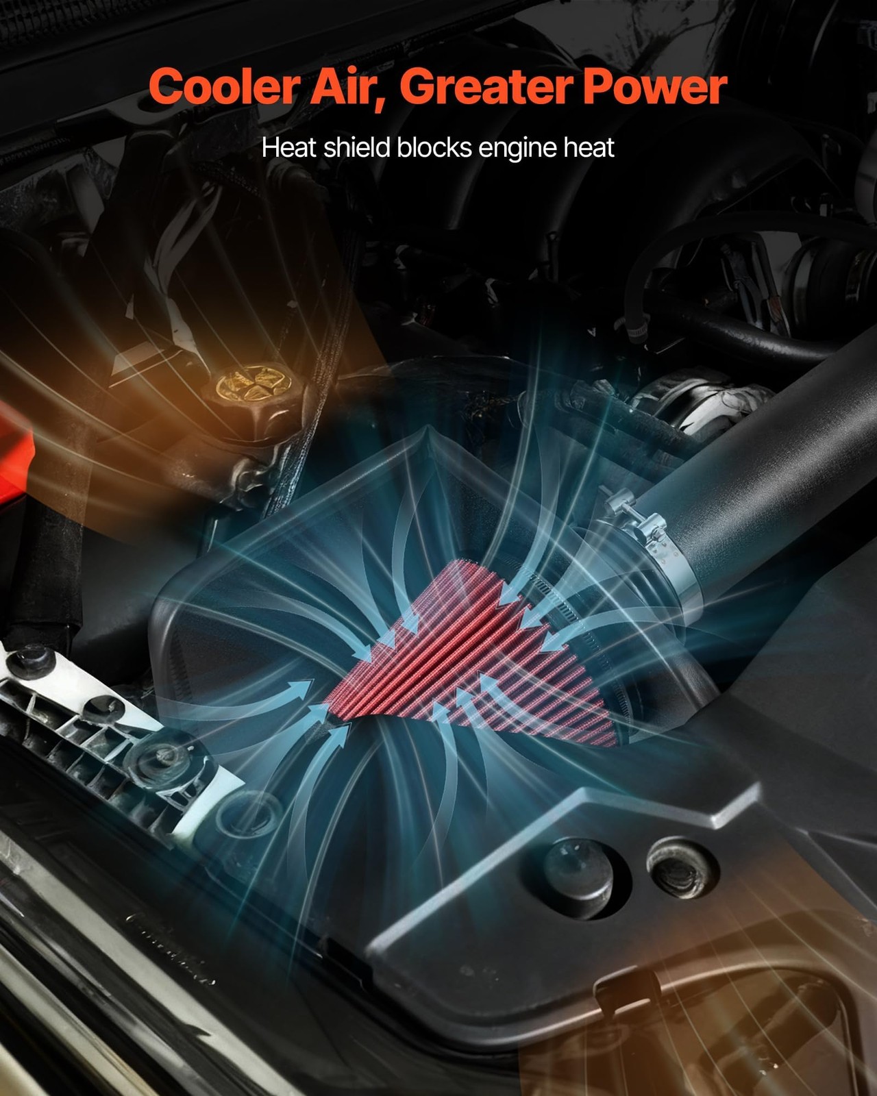 VEVOR Cold Air Intake, 3.5 Inch Cold Air Intake System + Heat Shield Compatib…