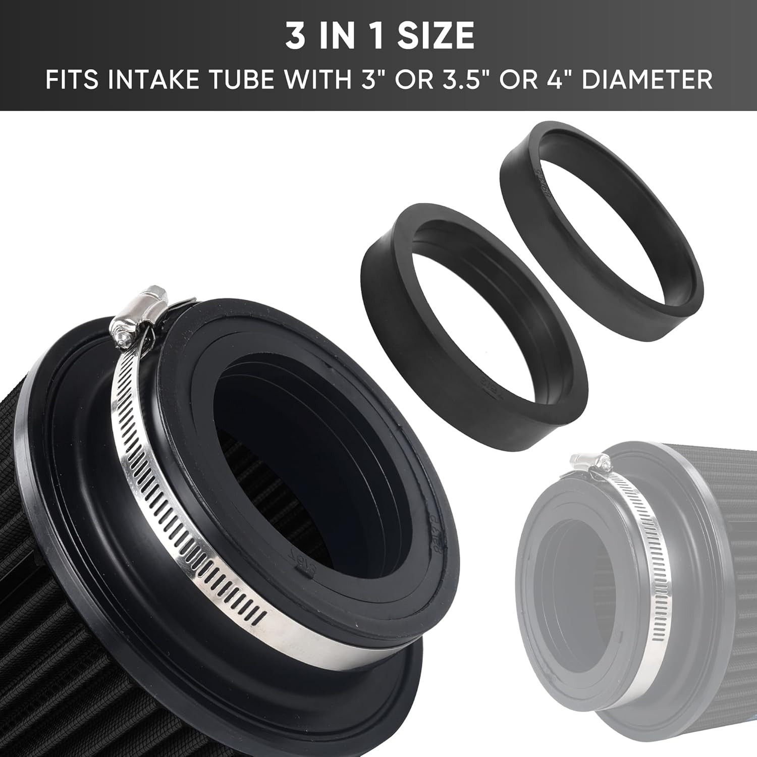 3 3.5 4 Inch Cold Air Intake Filter 76Mm 89Mm 101Mm High Performance Washable 3