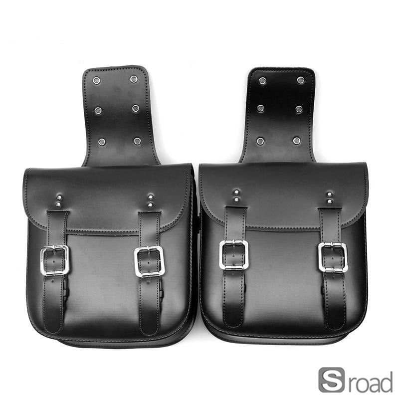 Universal Waterproof Motorcycle Saddlebags, PU Leather With Metal Buckles