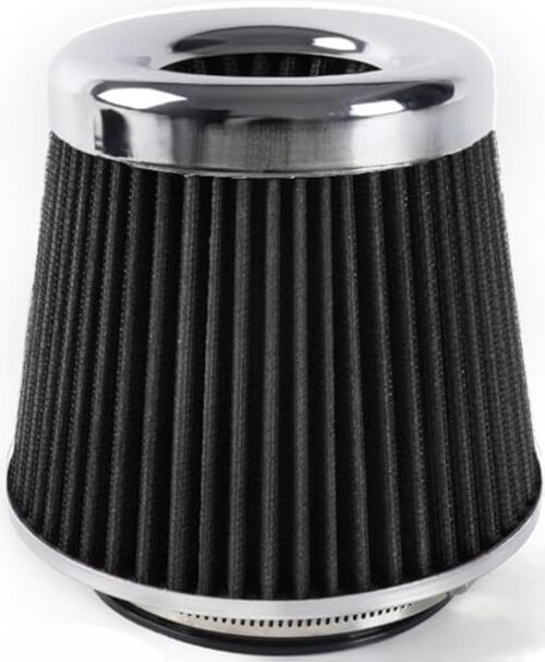 4-Inch Cold Air Intake Filter – Washable, High Performance, 3″ or 3 Short Black