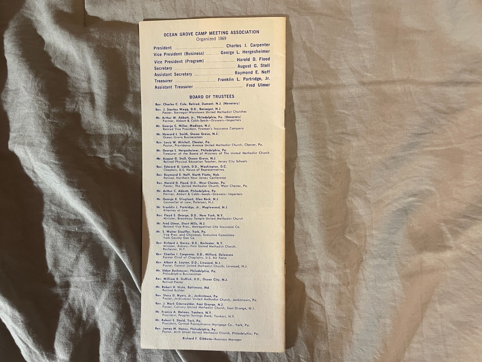 Ocean Grove NJ 1969 Program of Events Brochure New Jersey Shore Vintage