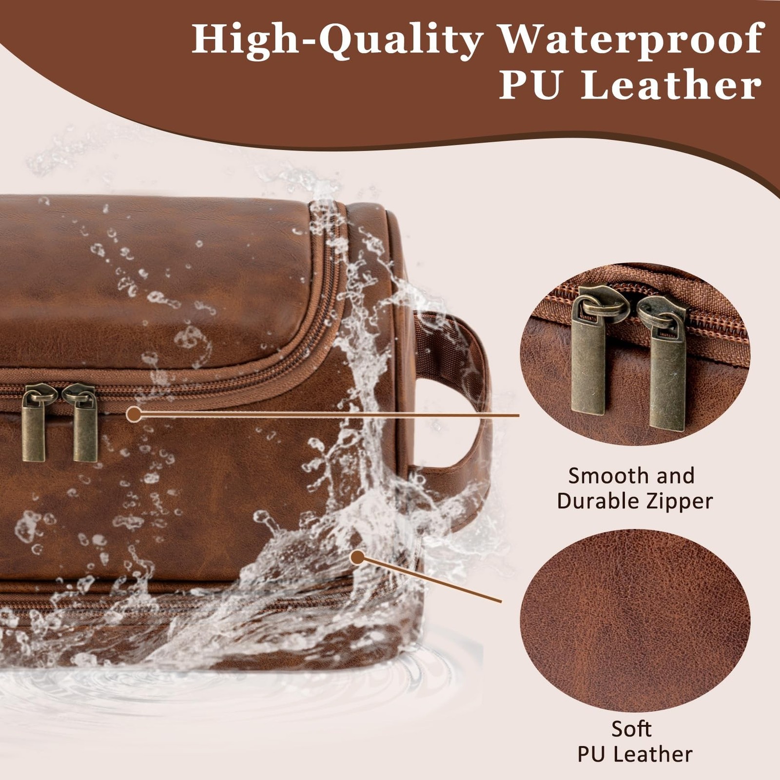 Toiletry Bag for Men Travel Essentials Shaving Dopp Kit with Hanging Hook, Wa…